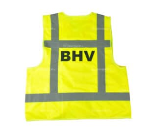 BHV hesje geel met 4 reflectiestrepen RWS