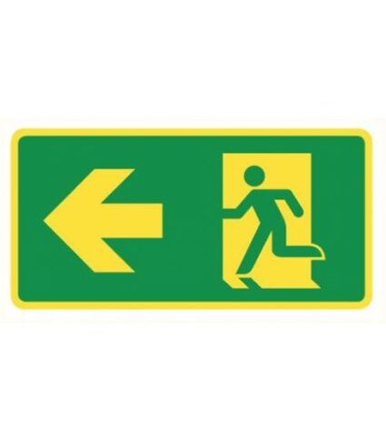Nooduitgang links fotoluminescerend sticker