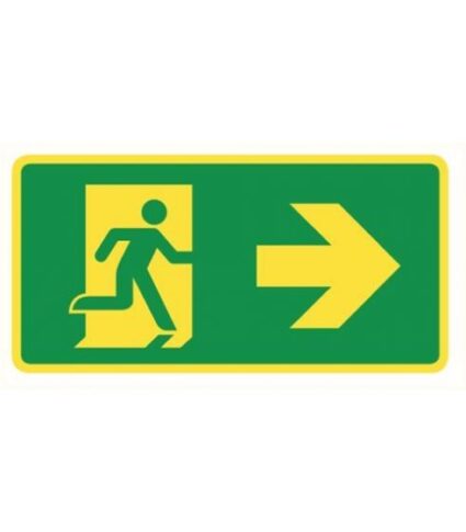 Nooduitgang rechts fotoluminescerend sticker