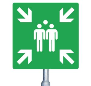 BHV verzamelplaats met paal