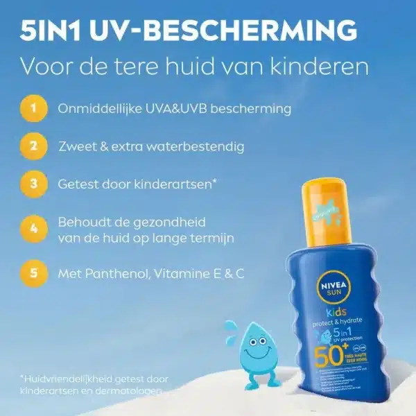 Nivea Sun Kids Protect & Hydrate 5in1 Gekleurde Spray Spf50+ 200ml Formule