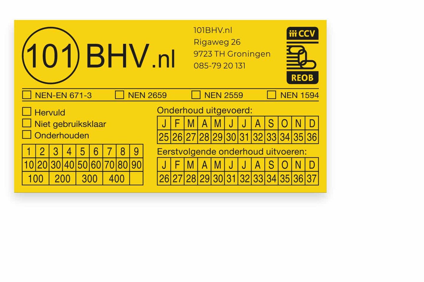 Optioneel 1e Onderhoud En Keuring Brandblusser